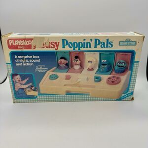 Vintage 1986 Playskool Sesame Street Busy Poppin’ Pals Toy w/ Box